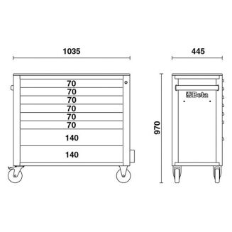 Werkzeugwagen mit acht Schubladen und Kippschutzsystem, langes Modell BETA C24SA-XL/8-R - 4