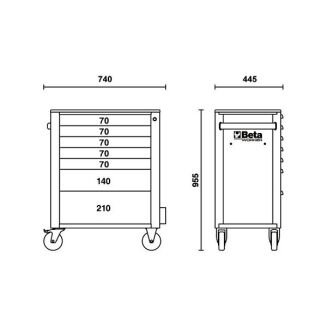 Werkzeugwagen mit 7 Schubladen,  mit Werkzeugsatz, 309 Teile BETA WORKER BW2400S/O7/E-M - 5