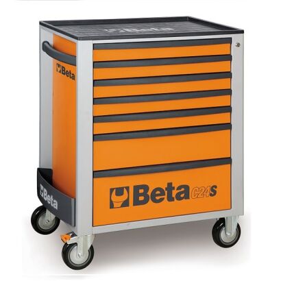 Werkzeugwagen mit 7 Schubladen und 197 Werkzeugen, orange BETA 2400S7/POL4/O