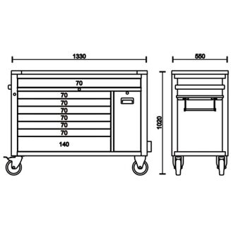 Werkzeugwagen mit 8 Schubladen, mit  Kippschutzsystem,  1061 Teile BETA WORKER BWRSC24AXXL - 6