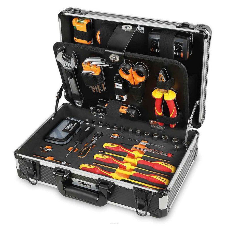 Koffer mit Werkzeugsatz  FÜR ELEKTRIKER UND ELEKTRONIKER,  106 Teile BETA WORKER  BW2054EL-106