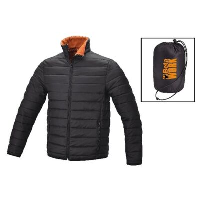 Kurze Jacke aus 20D-Nylon, gesteppt, schwarz mit orangefarbenem Futter BETA 7685/XXXL